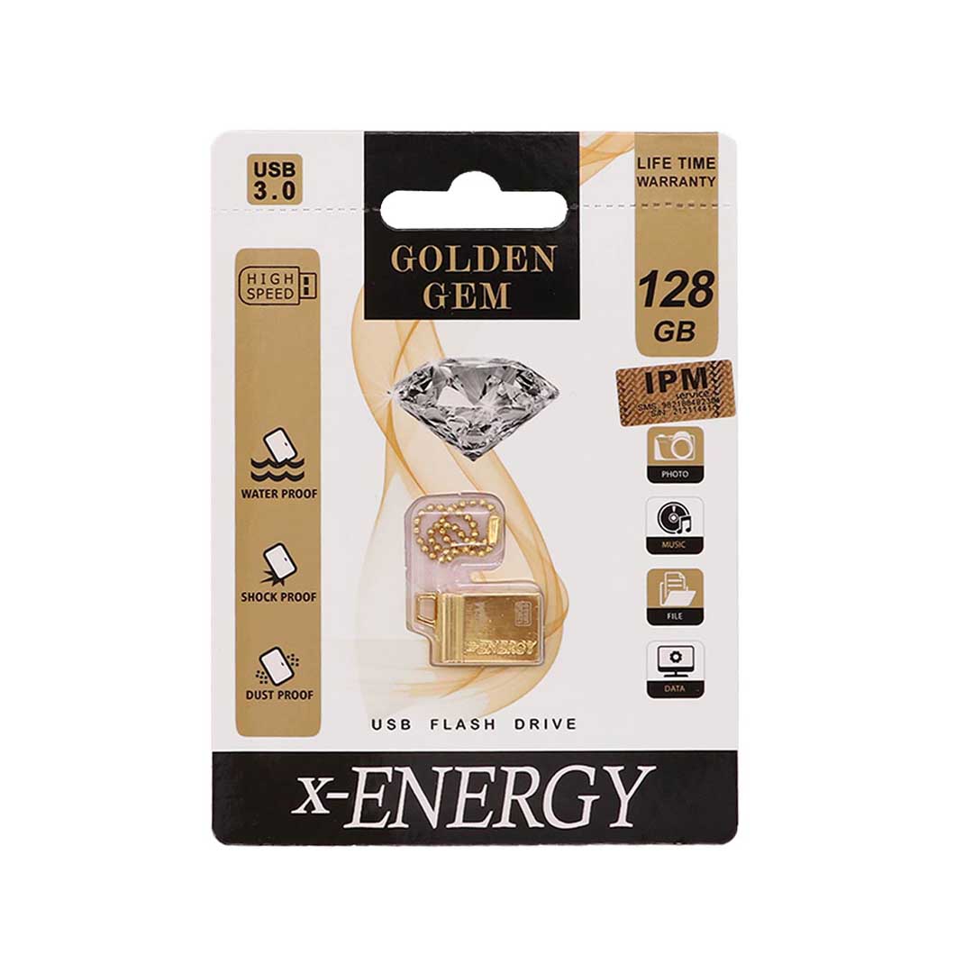 فلش مموری X-Energy مدل GOLD USB3.0 با ظرفیت 128 گیگابایت - گارانتی مادام العمر