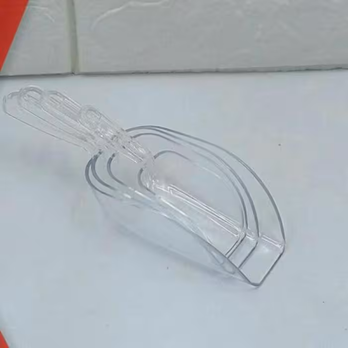 سرتاس قاشق  و پیمانه ادویه  و حبوبات پلاستیکی قاشق کوچک  در دو رنگ شفاف  و آبی