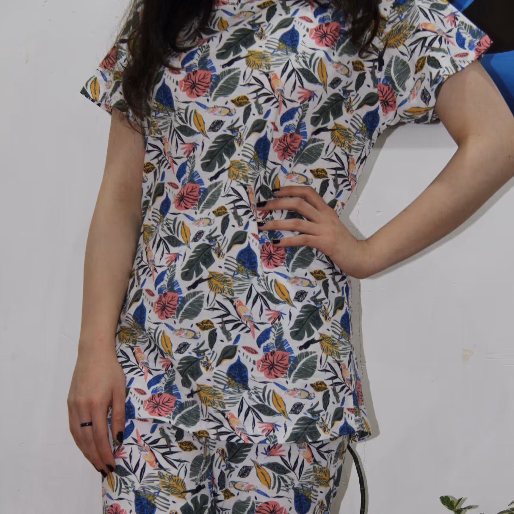 ست آستین کوتاه و شلوار خارجی 100درصد کتان