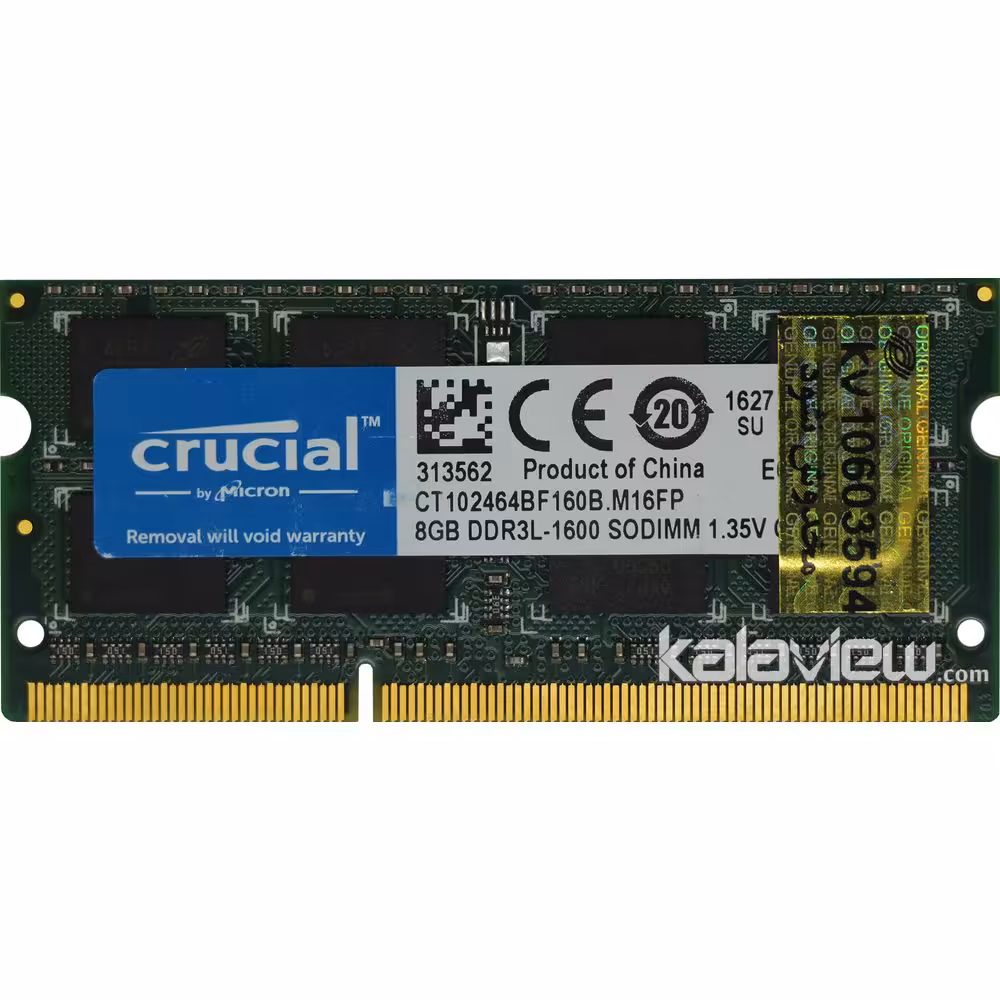 رم لپ تاپ کروشیال 8GB مدل DDR3L باس 1600MHZ-12800 چین CT102464BF160B.M16FP تایمینگ CL11
