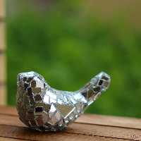 گنجشک آینه کاری شده /بیس کار سفالی/مناسب برای تزیین 