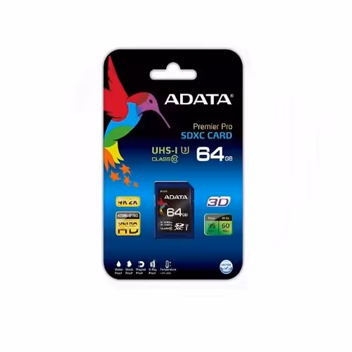 Adata Premier Pro SDXC UHS-I U3 Class 10 Memory Card – 64GB