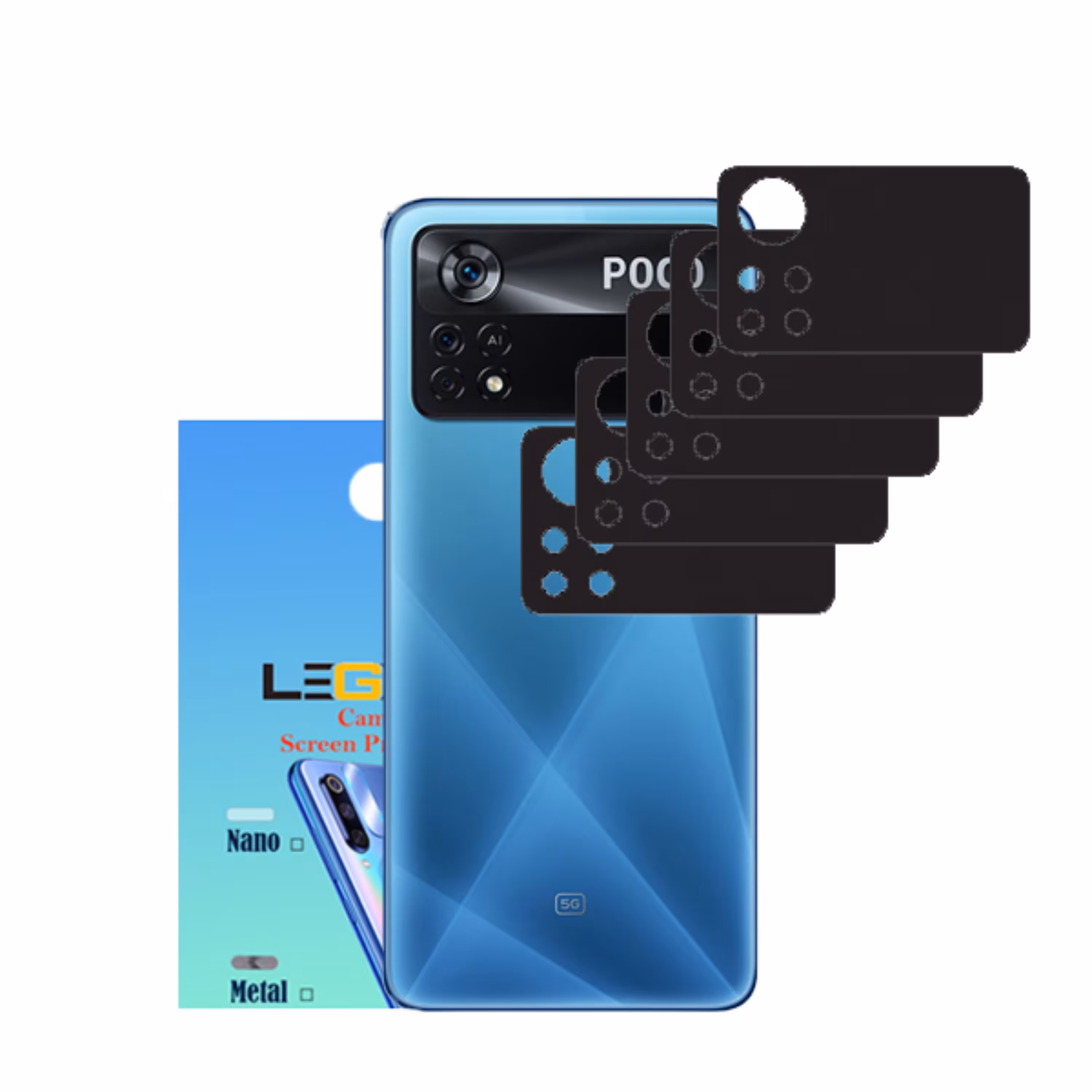 محافظ لنز دوربین مدل لجند مناسب موبایل شیائومی Poco X4 Pro بسته 5 عددی