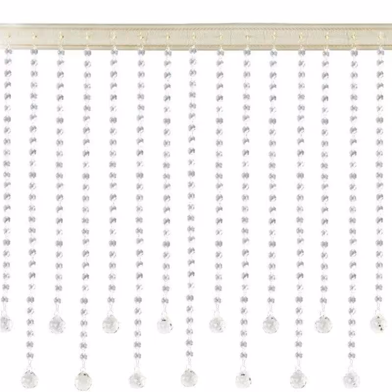 پرده آویز آریا کریستال مدل کوتاه و بلند عرض 120 ارتفاع 30 سانتیمتر(رنگ شامپاین)