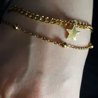 دستبند زنانه ستاره استیل ضد حساسیت رنگ ثابت روکش طلا کد(325)