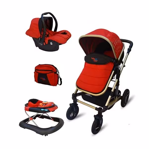 سرویس کالسکه بيبي لند رنگ قرمز مدل سی 33 ال| Baby Land C-33L Stroller And Carrier Set