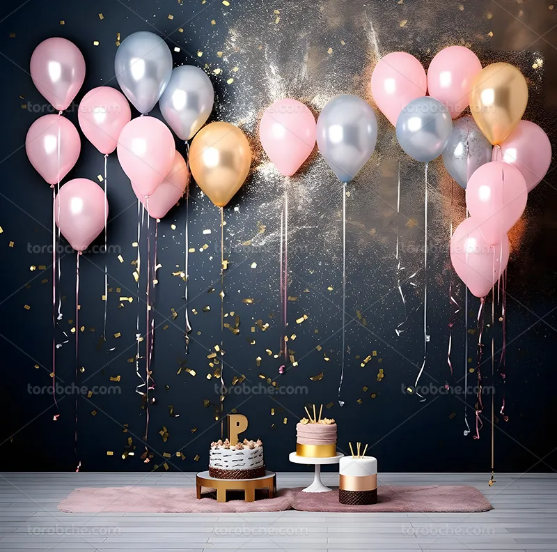 بک دراپ عکاسی تولد با بادکنک های رنگی | گرافیک با طعم تربچه