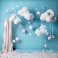 بک دراپ عکاسی کودک ابر و ستاره | گرافیک با طعم تربچه