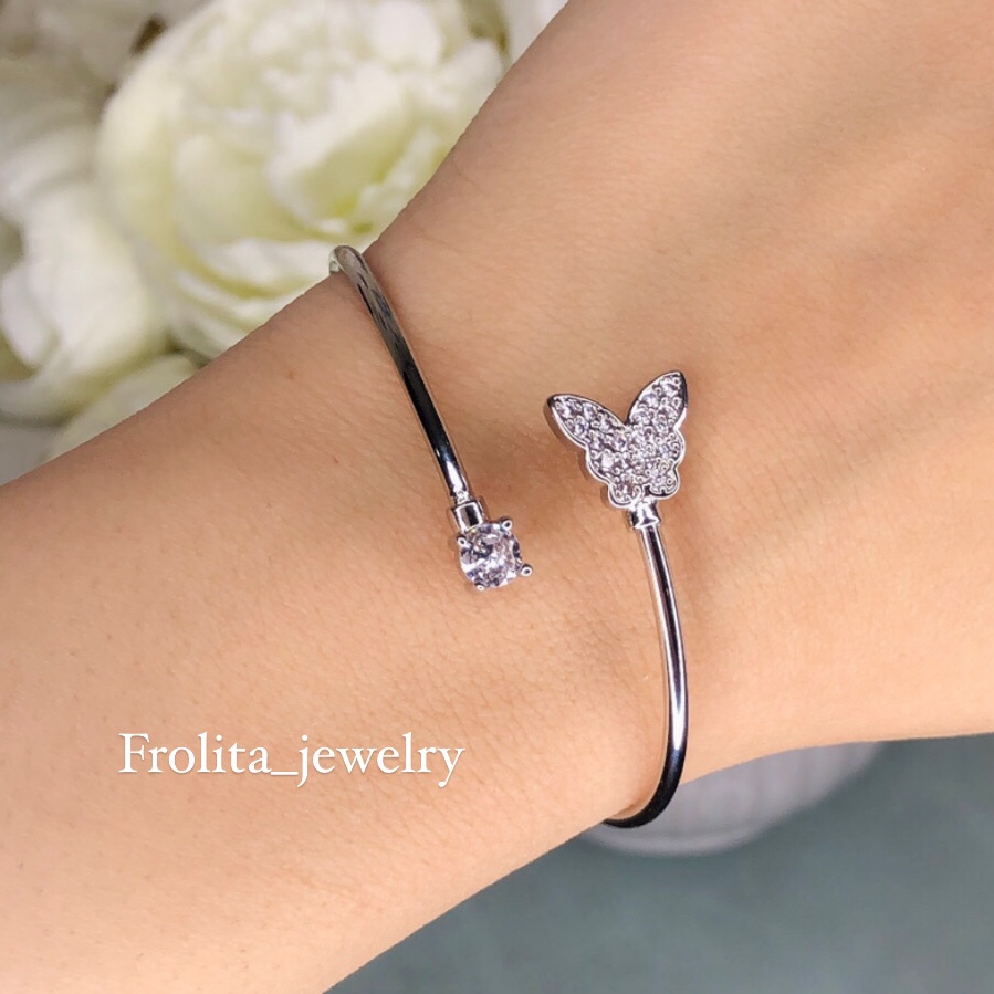 دستبند پروانه آبکاری طلا نقره ای مخراج شده