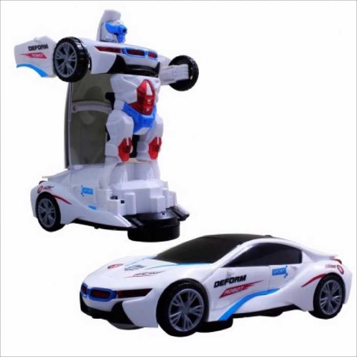 اسباب بازی ماشین تبدیل شونده ربات بی ام و BMW سفید