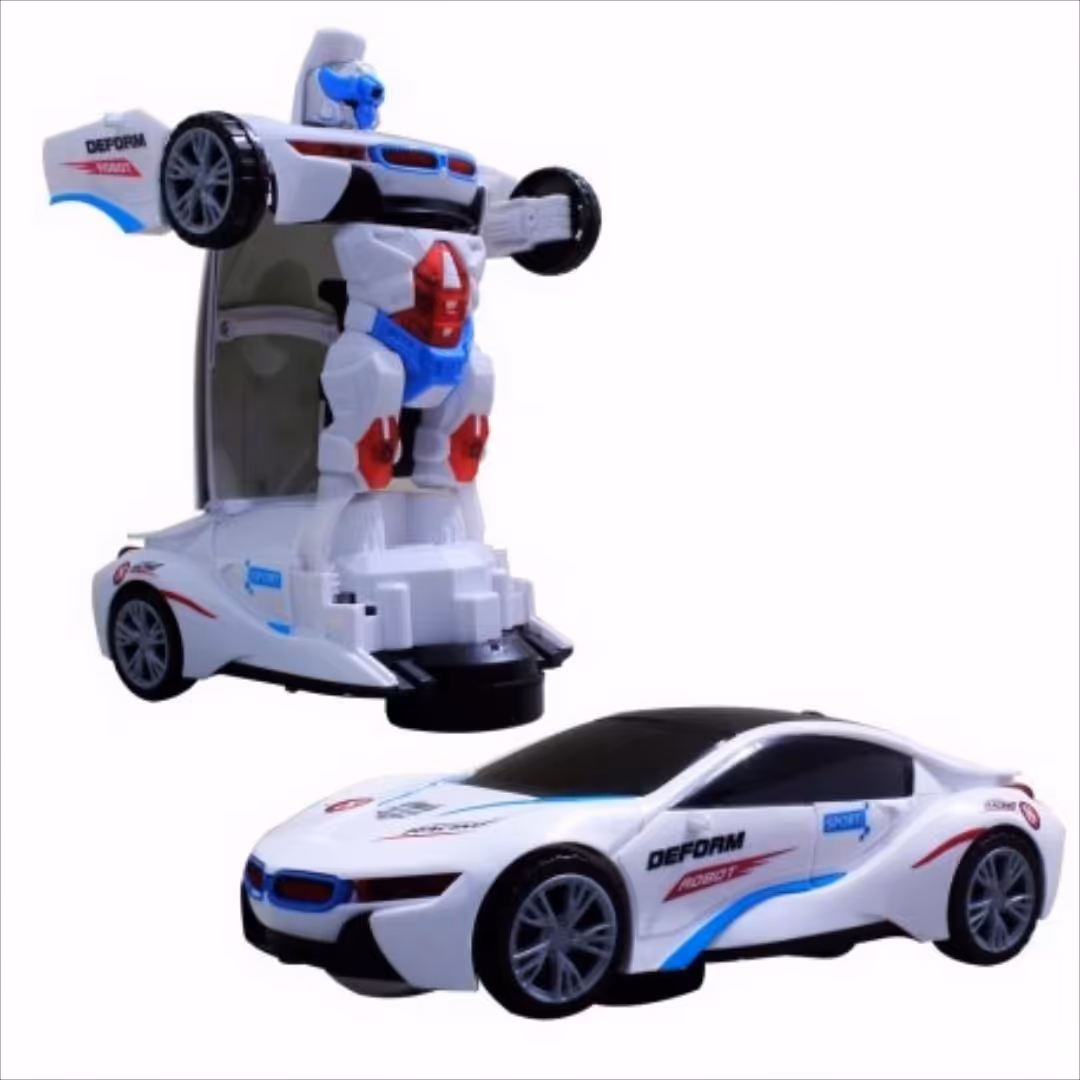 اسباب بازی ماشین تبدیل شونده ربات بی ام و BMW سفید