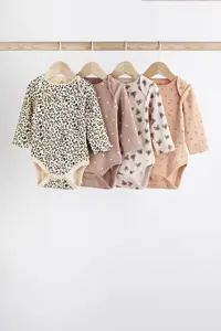 بادی و زیرپوش نوزاد صورتی مردانه زنانه ست 4 تایی بدنه 100 نخی با طرح حیوانات طبیعی Next Baby