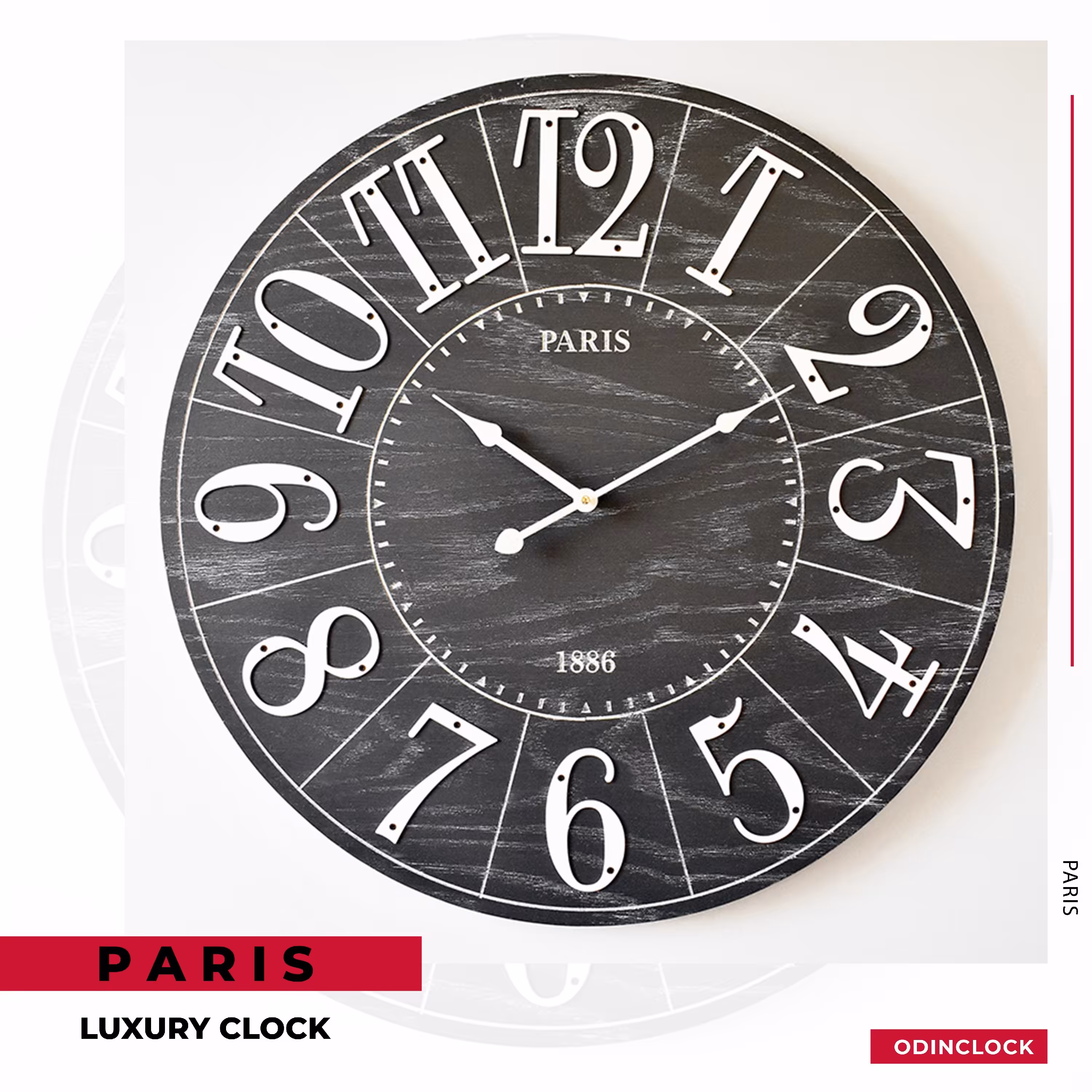 ساعت دیواری چوب و فلز  دستساز مدل PARIS(رنگ مشکی)