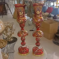 شمعدان لاله عباسی  تراش خورده درجه یک رنگ بندی کامل  ارتفاع 63 