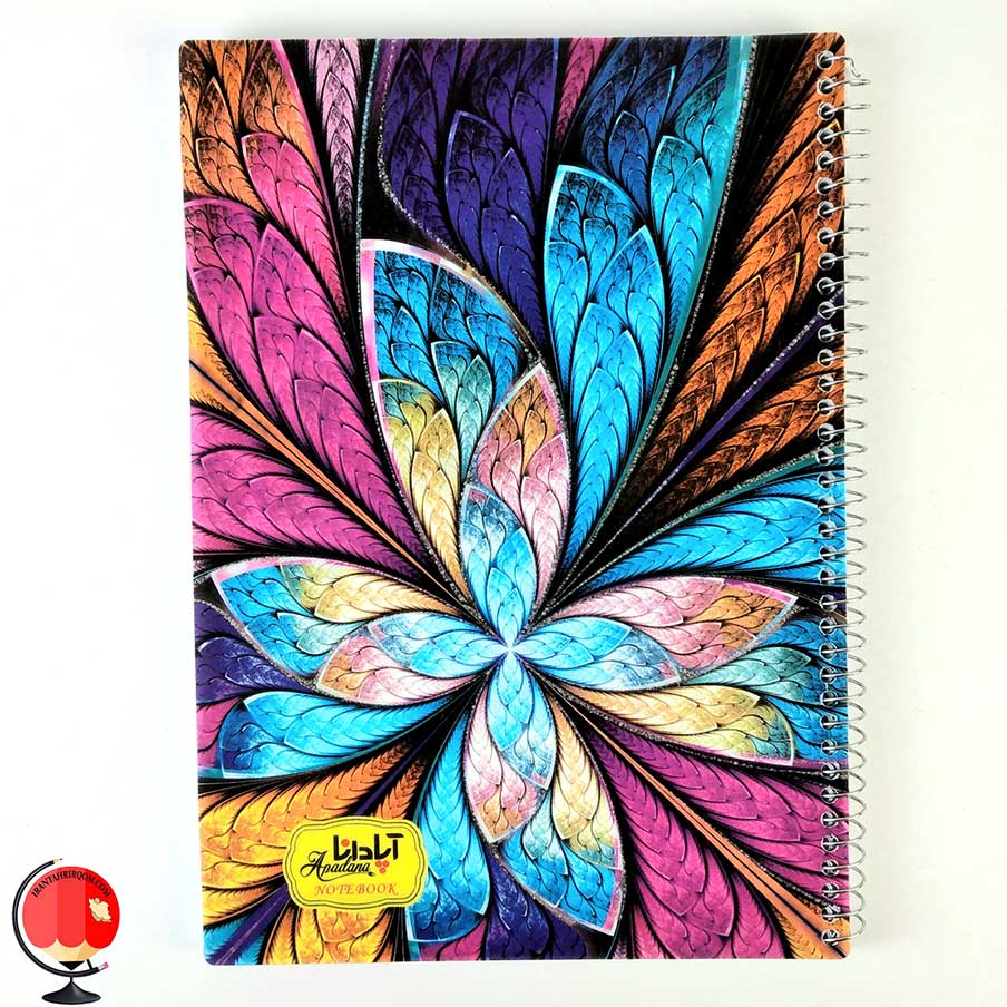 دفتر مشق 80 برگ سیمی طرح پروانه جلد طلقی آپادانا