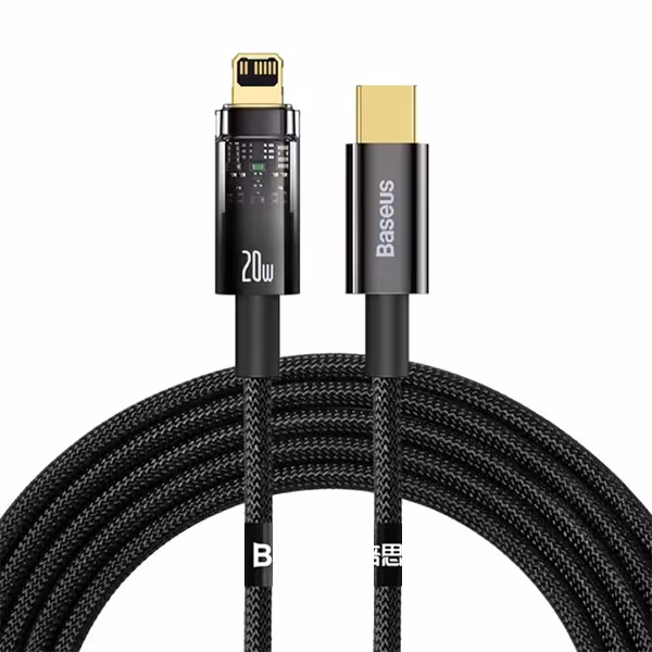 کابل type-c to Lightning بیسوس مدل Explorer Series Auto Power-Off Fast Charging 20W 2m Black