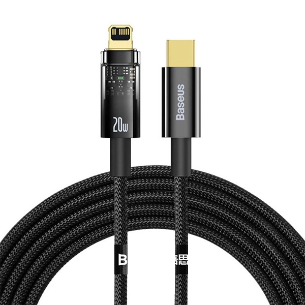 کابل type-c to Lightning بیسوس مدل Explorer Series Auto Power-Off Fast Charging 20W 2m Black