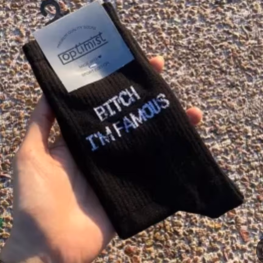 جوراب ساقدار BITCH I AM FAMOUS سوپرپنبه سفید 