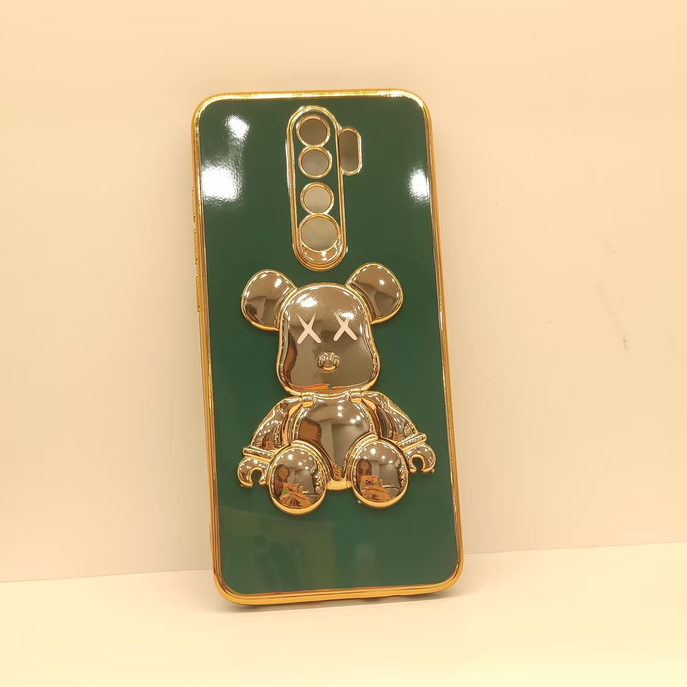 گارد گوشی مدل   note8 pro  سبز و طلایی برجسته استندی