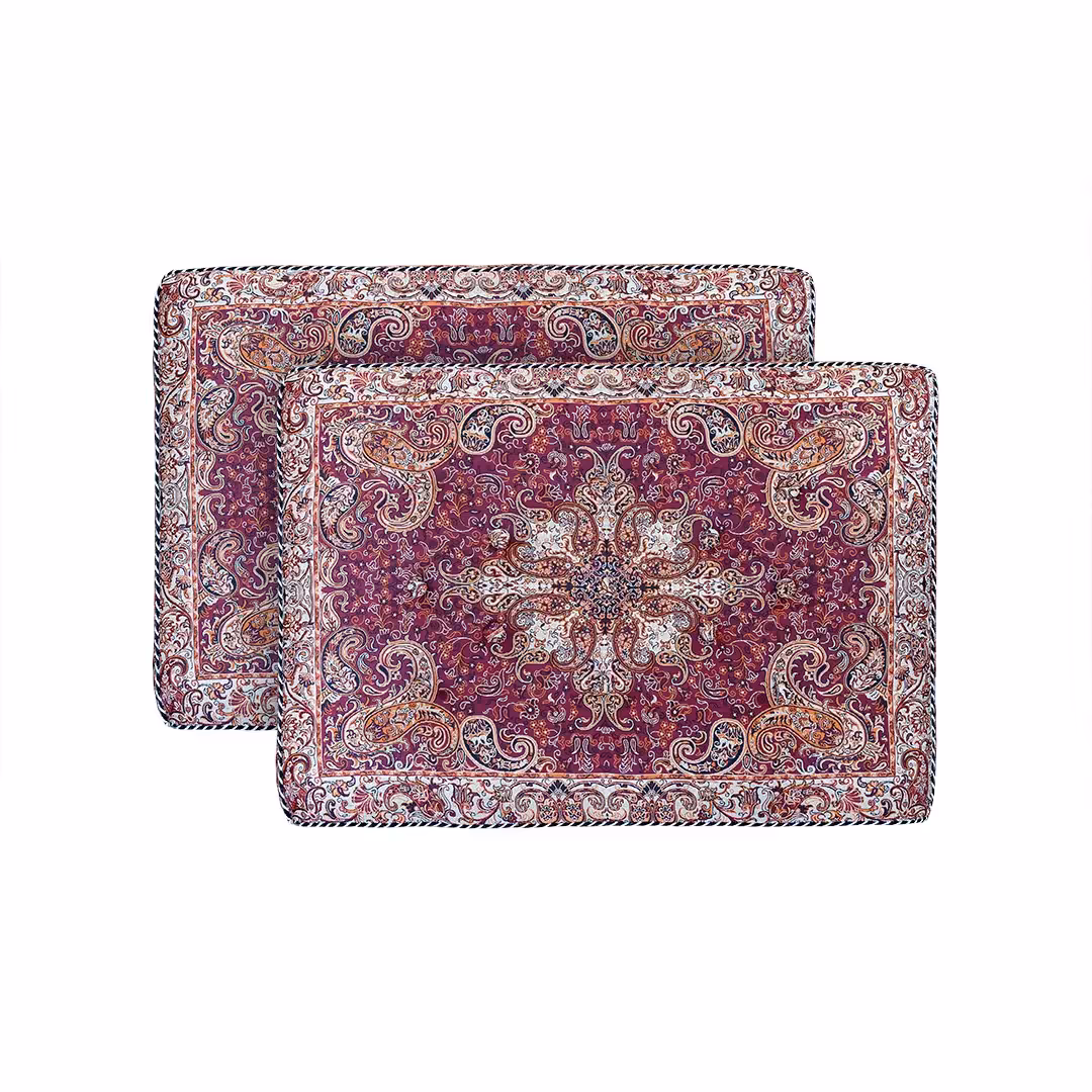 پشتی ترمه سنتی طرح قاجار قرمز (یک جفت)