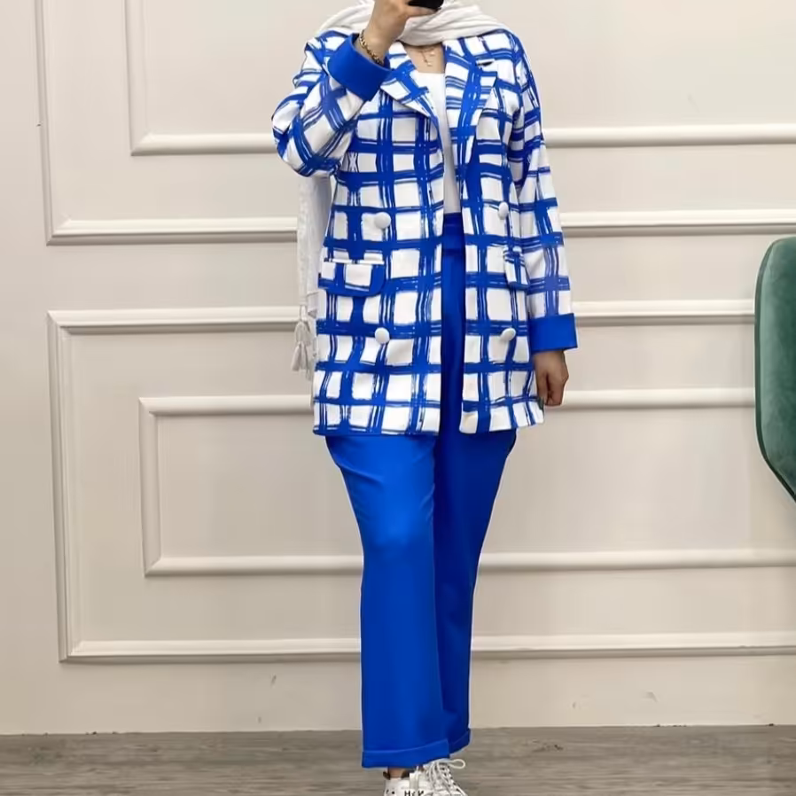 مانتو کتی و شلوار چهارخونه