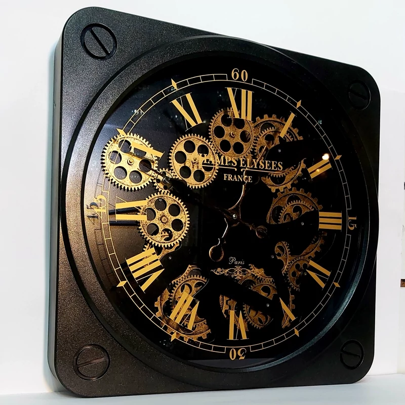 ساعت دیواری مربع چرخ دنده متحرک کد w78 عالیجناب | amazonchi