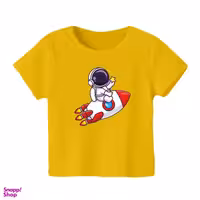 تیشرت آستین کوتاه بچگانه مدل فضانورد کد 2 رنگ زرد