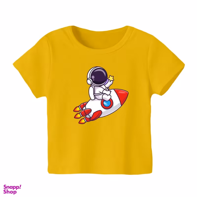 تیشرت آستین کوتاه بچگانه مدل فضانورد کد 2 رنگ زرد