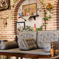 ست 6 تکه پشتی سنتی طرح شاه نشین طوسی