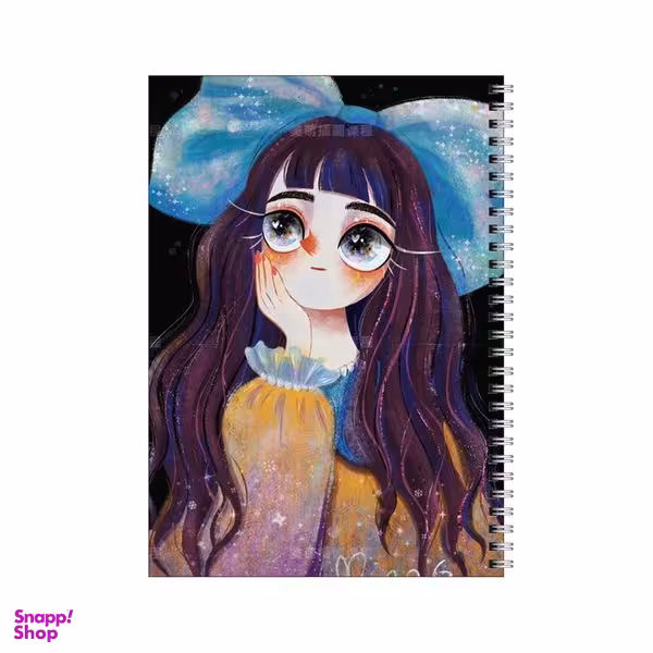 دفتر مشق 80 برگ بامبیلیپ طرح دختر چشم گربه ای با پاپیون آبی کد 1790456