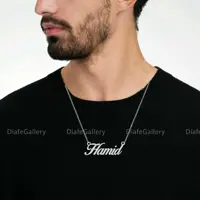 پلاک نقره اسم حمید پلاک نقره عیار 925 و زنجیر نقره با فاکتور