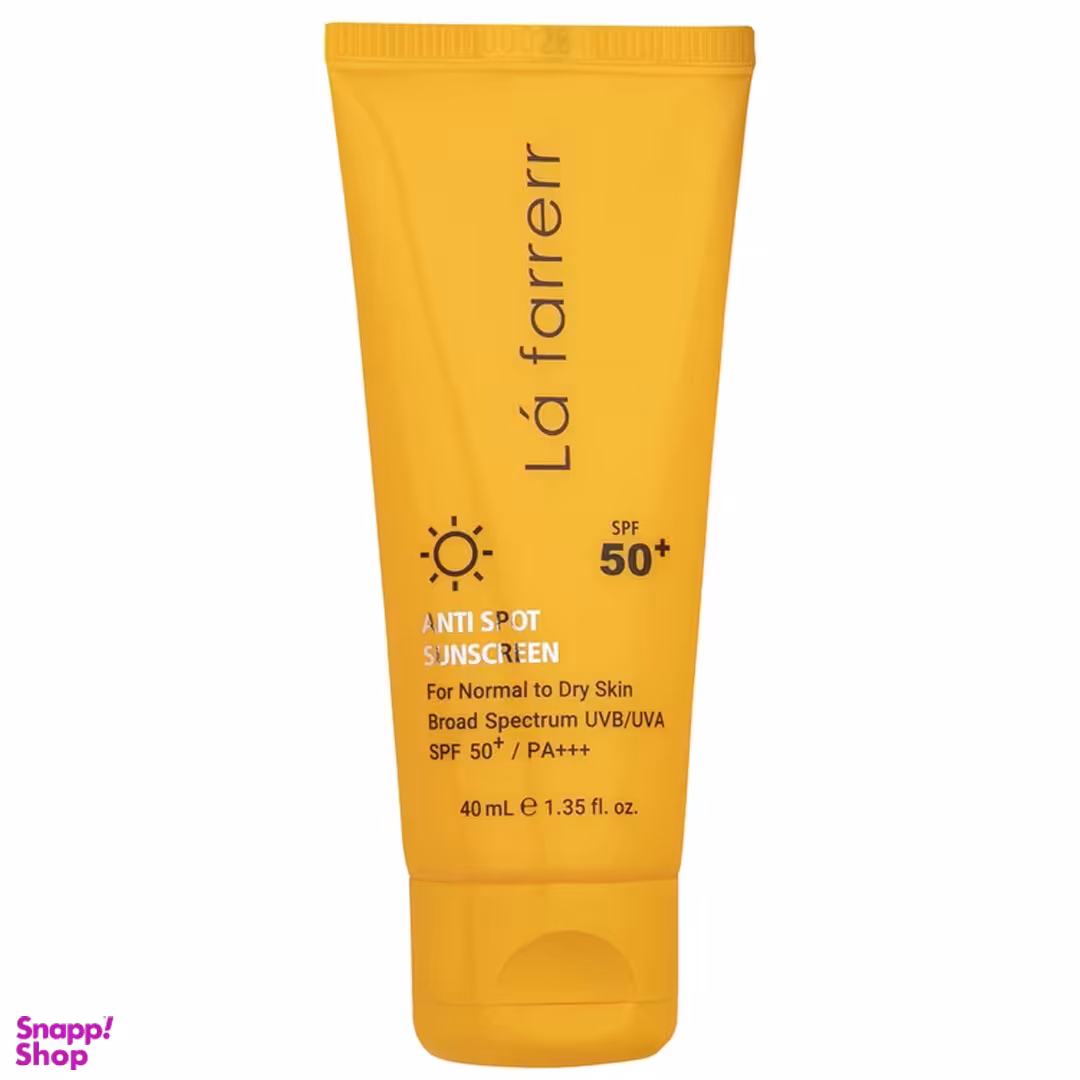 کرم ضدآفتاب و ضد لک بی رنگ لافارر مدل SPF 50 مناسب پوست های خشک و معمولی حجم 40 میلی لیتر