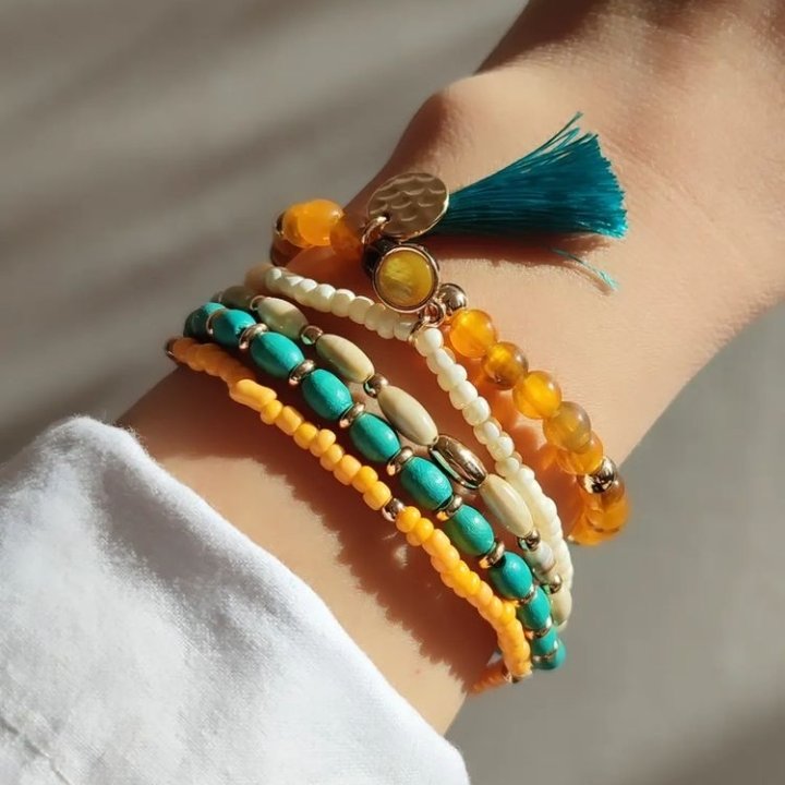 پک دستبند پنج تایی مهره ای کشی 