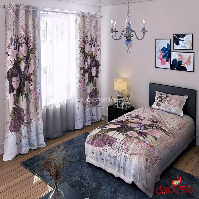 روتختی طرح دختر با دسته گل کد 15391