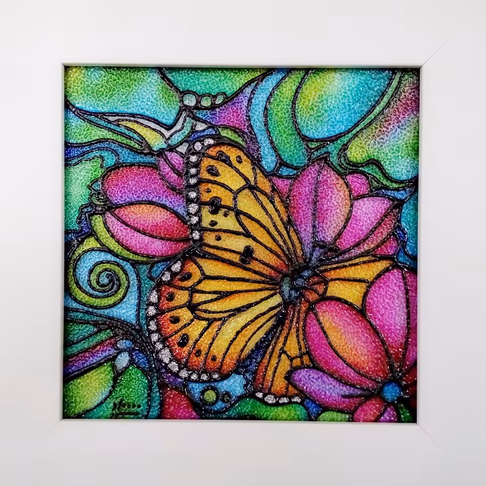 تابلو ویترای طرح پروانه