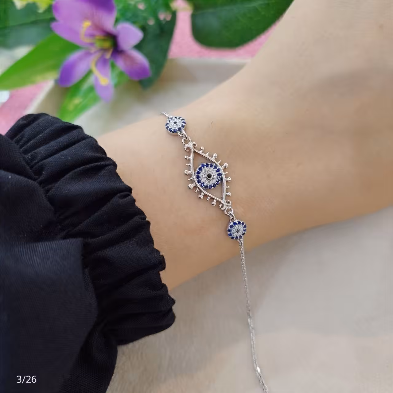 دستبند نقره زنانه چشم نظر..