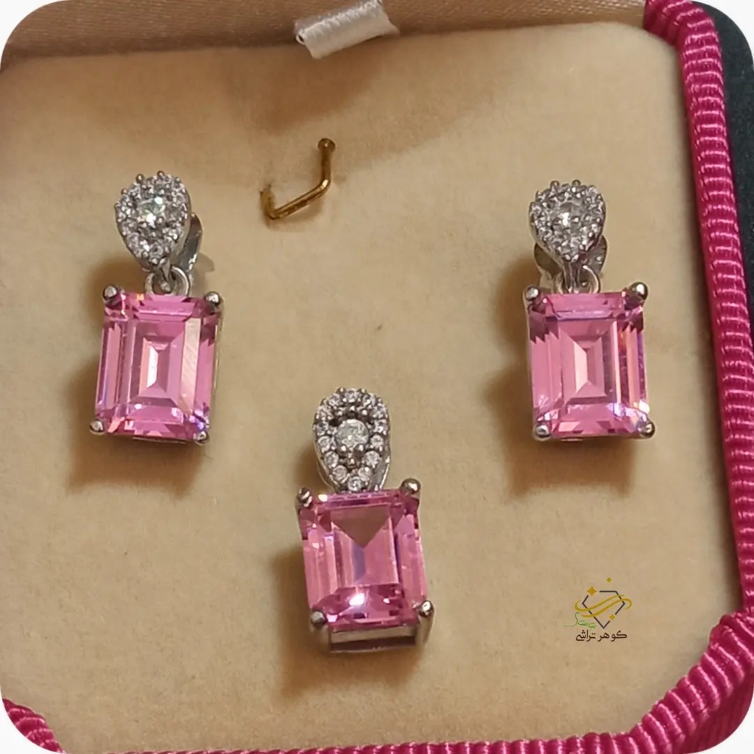 نیم ست دخترانه بسیار زیبا و خوش رنگ جنس نقره ترک عیار بالا 925