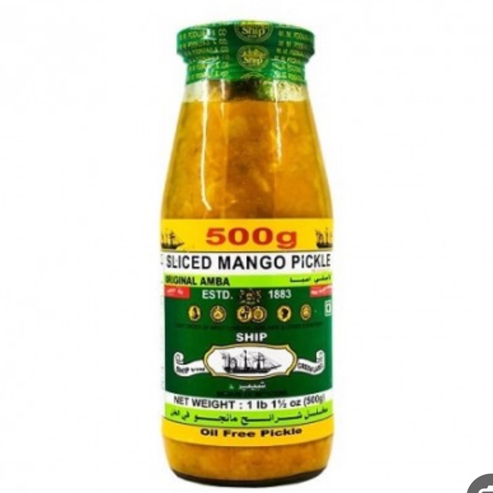 ترشی انبه سرکه ای بدون روغن کشتی 500 گرمی ـ SHIP VINEGAR MANGO PICKLE WITHOUT OI
