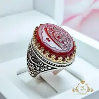 انگشتر عقیق سرخ خطی یاعلی اصل (کد 1169)