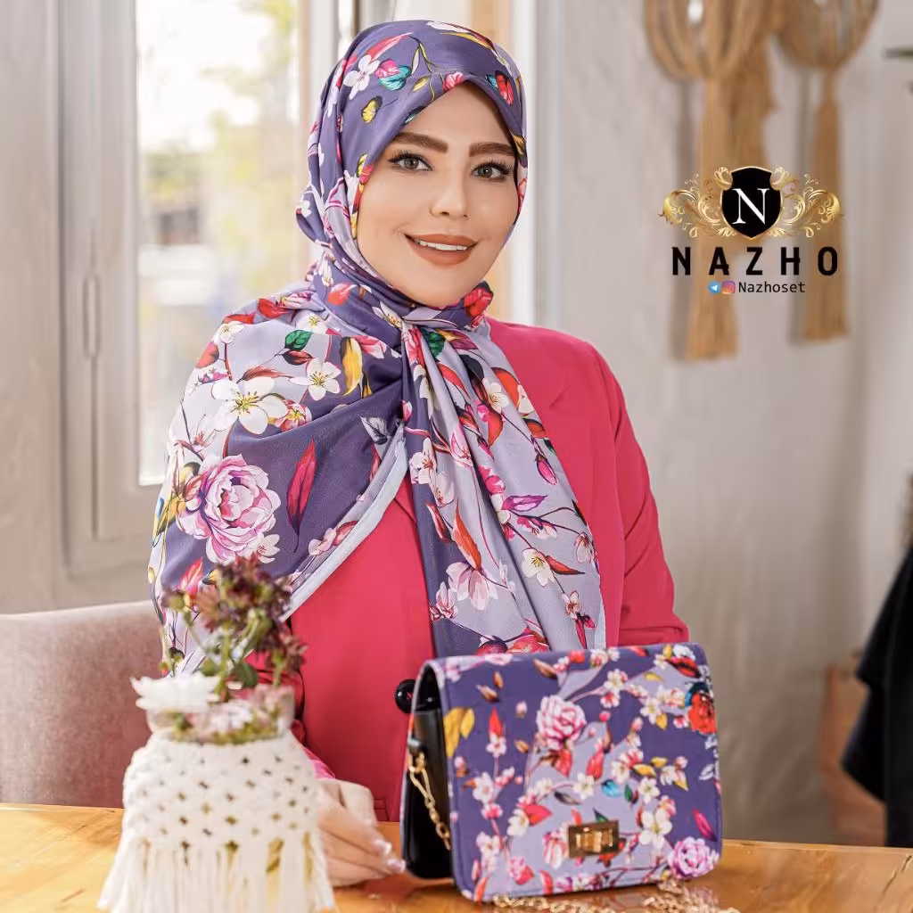 ست کیف و روسری زنانه جدید رنگ بنفش با کیف پاسپورتی مخمل ارسال رایگان  na30