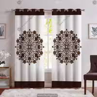 پرده چاپی رنگ تیره مدل کلاسیک SA-3945