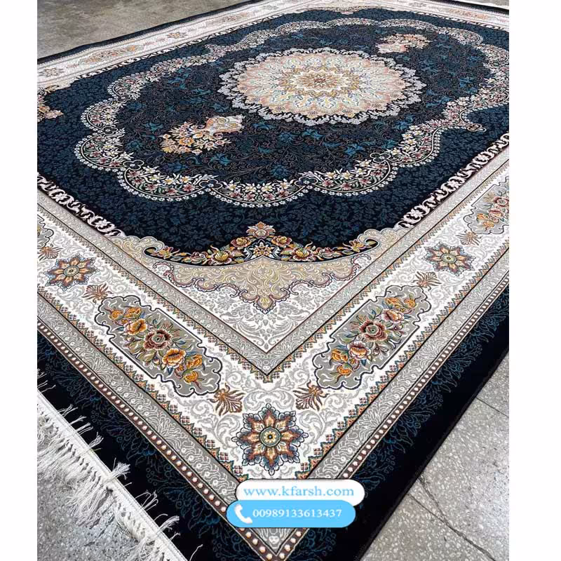 فرش 700 شانه طرح ویانا سرمه ای و فیلی