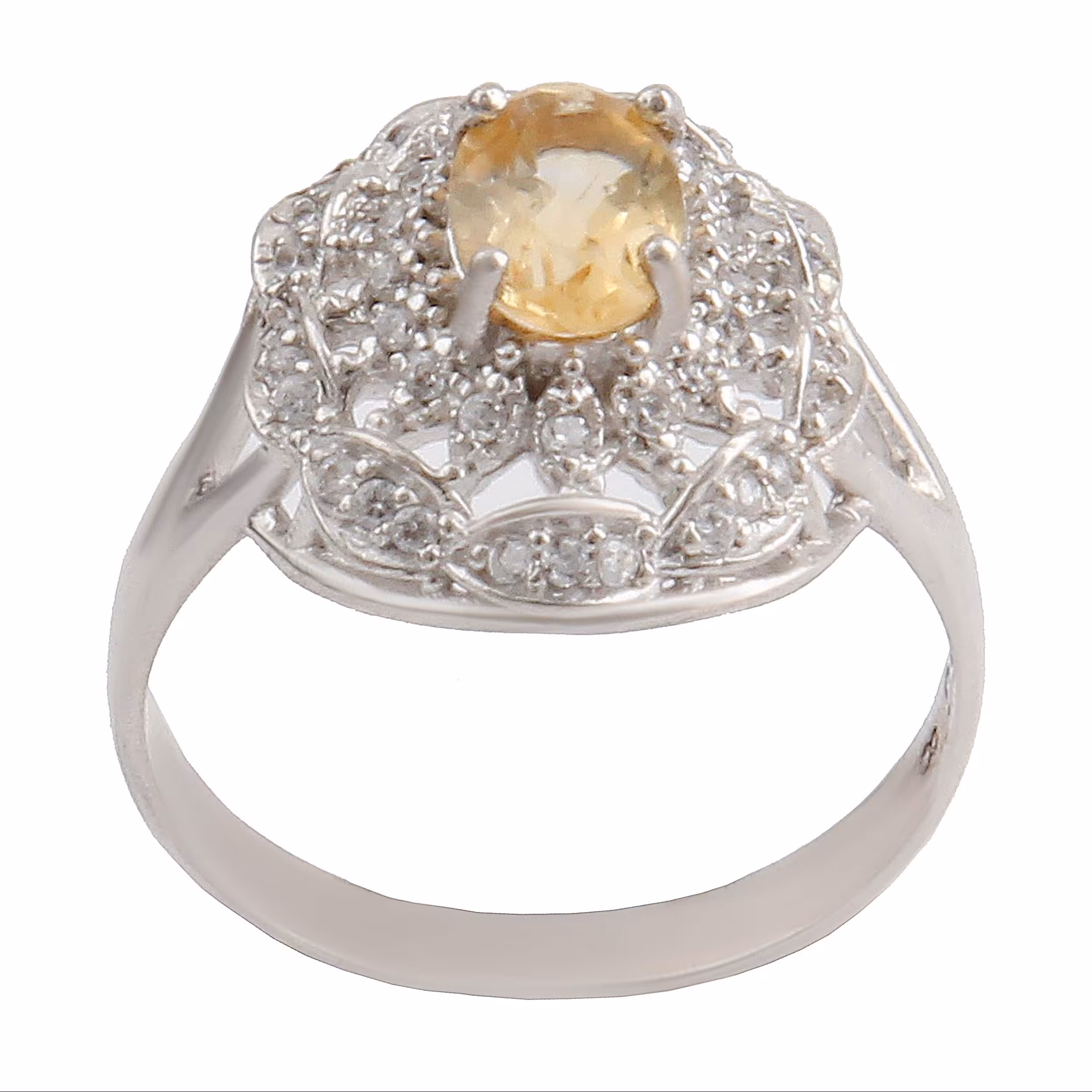 انگشتر نقره زنانه بازرگانی میلادی مدل سنگ سیترین ابکاری رادیوم کد AWR1306