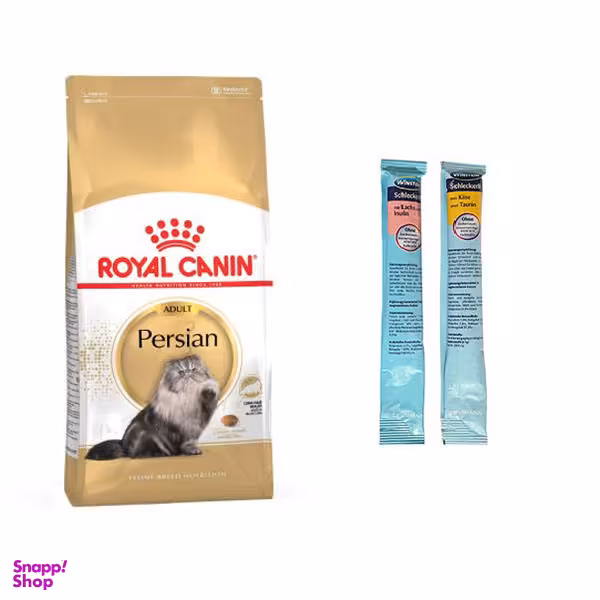 غذا خشک گربه رویال کنین مدل Persian Adult وزن 2 کیلوگرم به همراه بستنی گربه
