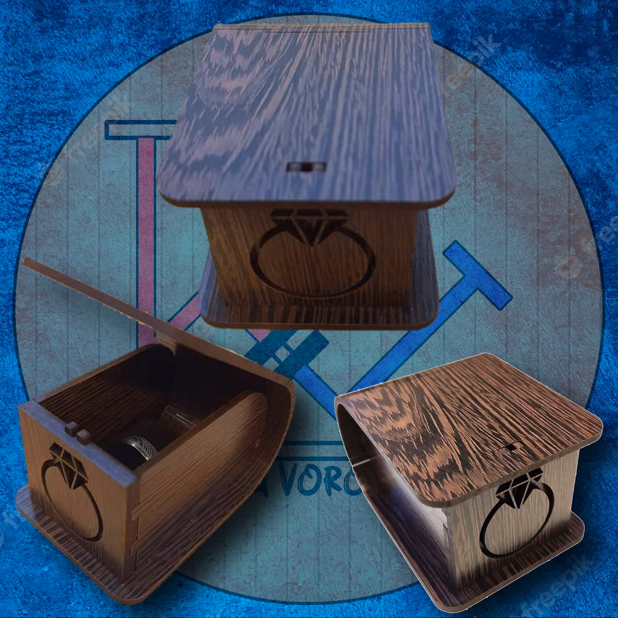 جعبه جا انگشتری چوبی 