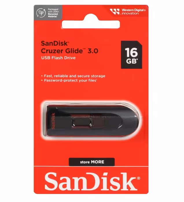 فلش مموری سن دیسک مدل Cruzer Glide USB 3.0 ظرفیت 16 گیگابایت