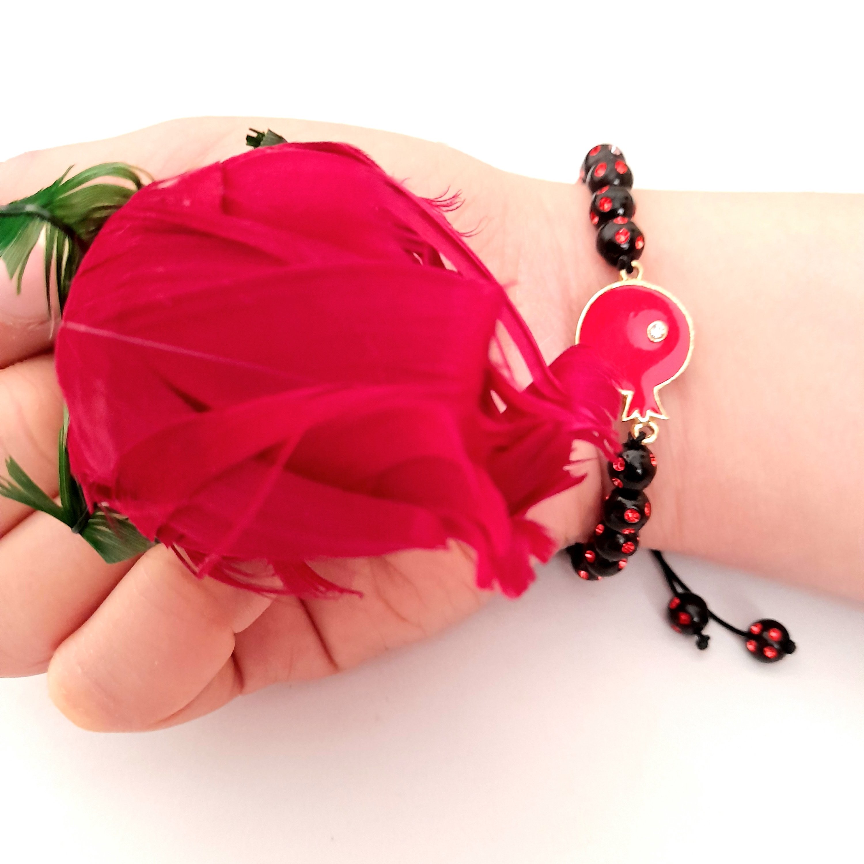 دستبند انار قرمز (مدل خالدار)