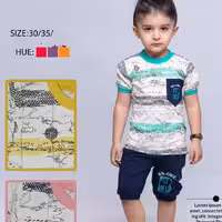 ست تیشرت شلوارک اسپرت طرح دار