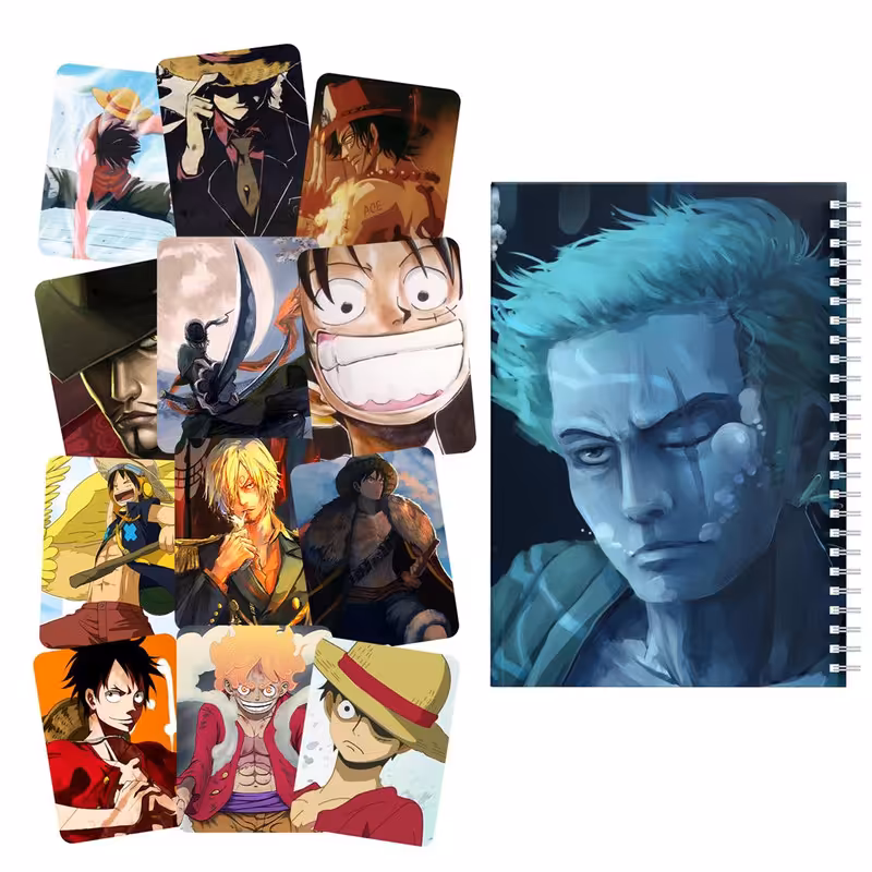 دفتر مشق باژیکان طرح One Piece کد 20213825 به همراه استیکر لپ تاپ مجموعه 13 عددی