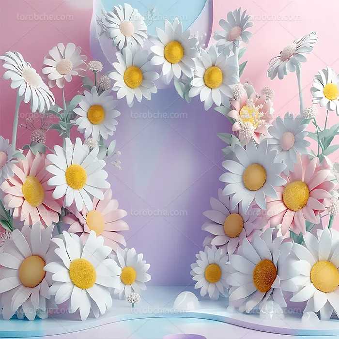 بک دراپ عکاس عروس و داماد با گل صورتی و برگ سبز | گرافیک با طعم تربچه